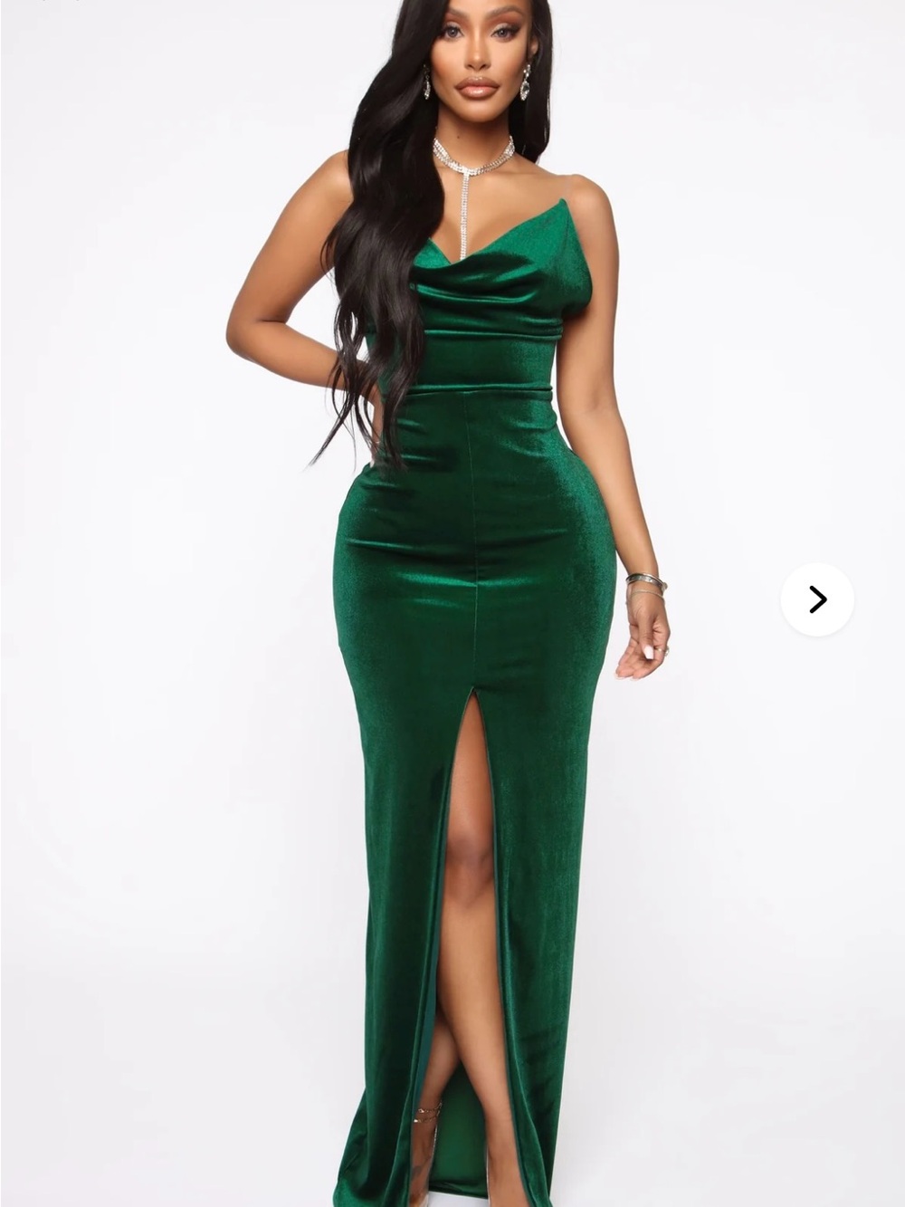Fashion Nova Emerald Green Velvet Dress